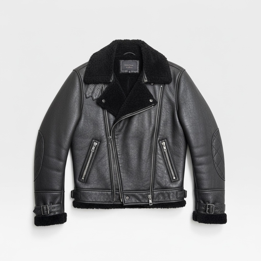 Burberry Brit Leather Shearling Aviator Jacket WOMENS – Black – Size US 14 - Picture 3 of 13